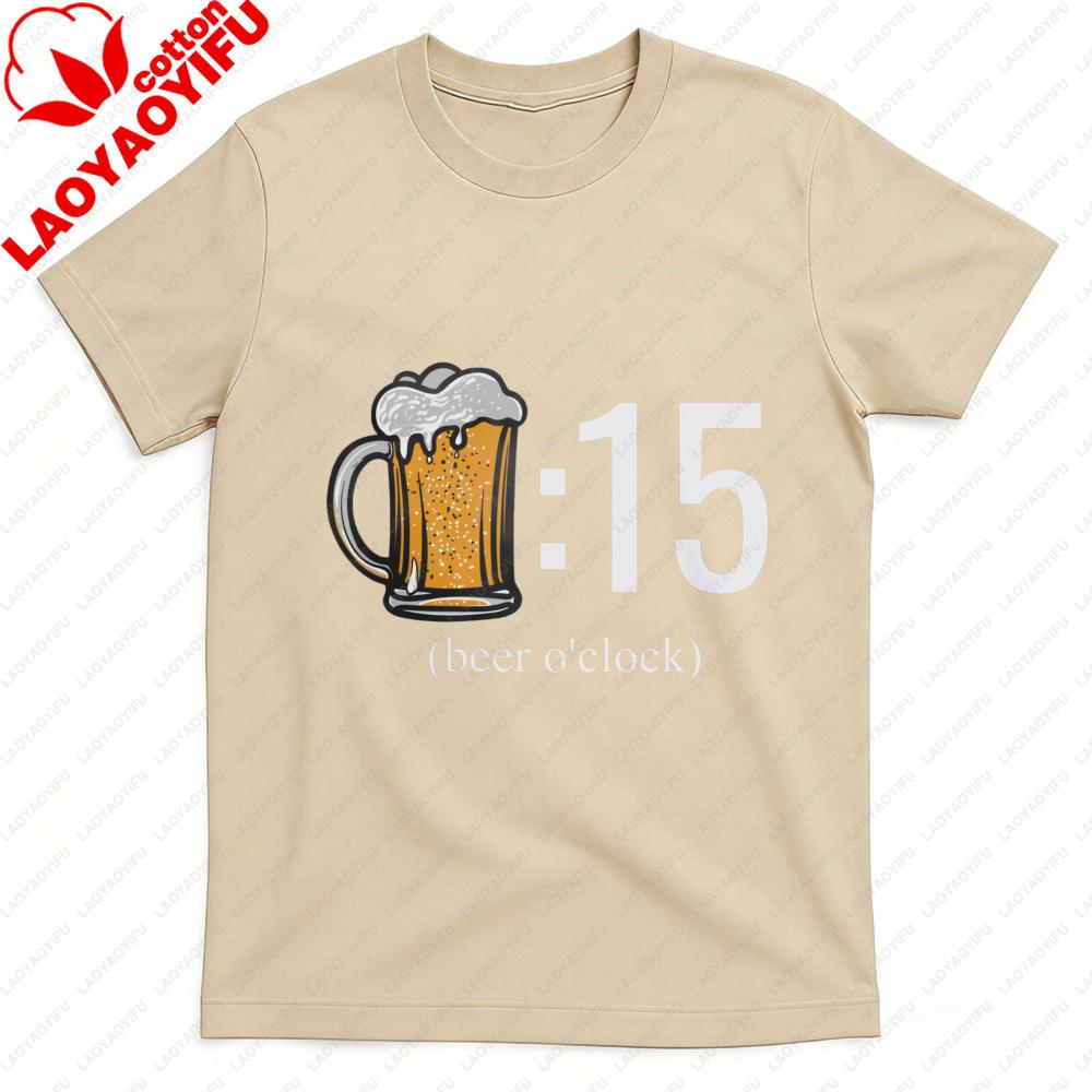Beer Oclock Men TShirt Cotton Summer T Shirt Casual Fashion Tee for Men with Beer Mug Design Perfect Gift for Party