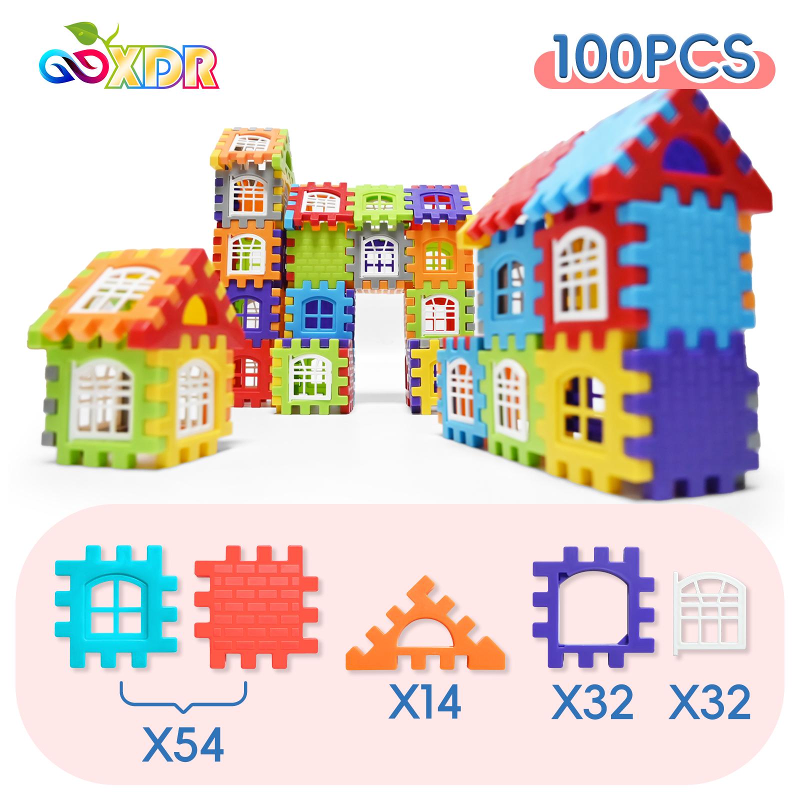 

Children Building Houses Building Block Simulation Window Design Colored Kids Puzzle Toys DIY Designer Construction Set Gifts L