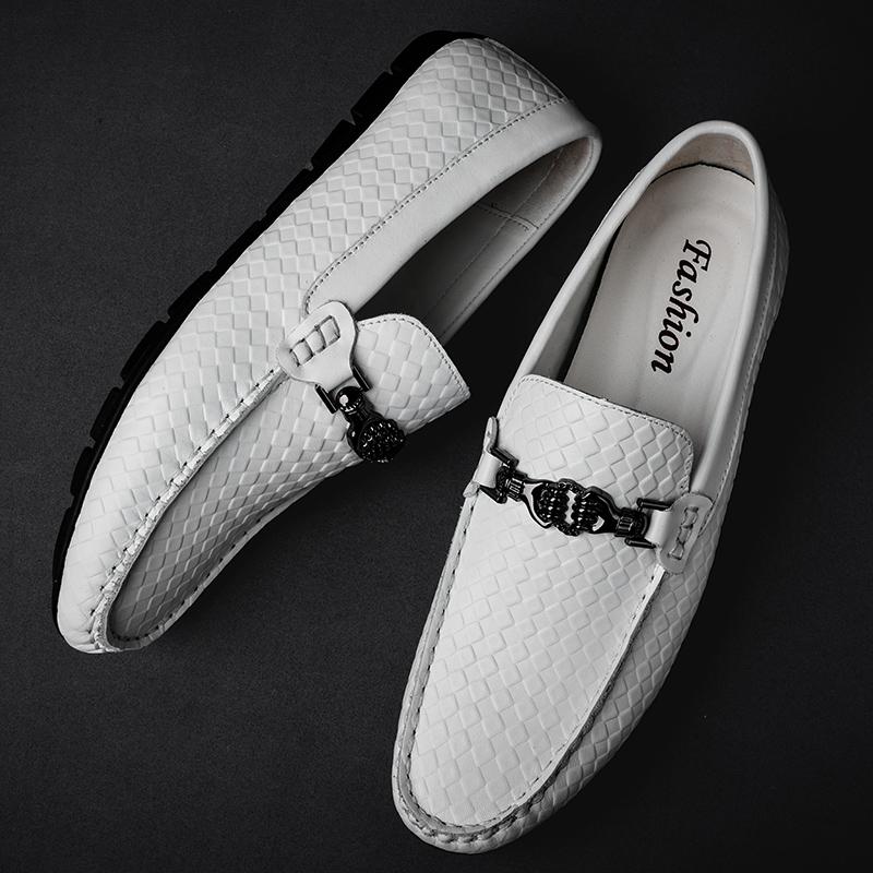 Summer Genuine Leather Mens Loafers Comfortable Flat Casual Shoes Men Breathable Slip-On Soft Driving Shoes Luxury Moccasins Man