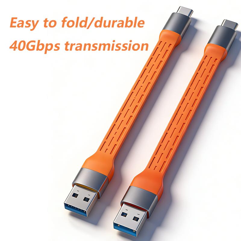15Cm Handy Type C Cable Silicone Braid Shielding TPE Shock Resistant 40Gbps High Speed Data Transmission 100W Boost Charging
