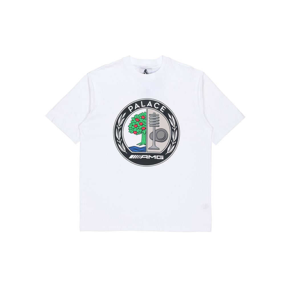 Palace SS21 X AMG Co-Branded Emblem Logo Print T-Shirt Unisex Tops White P20AMGTS002
