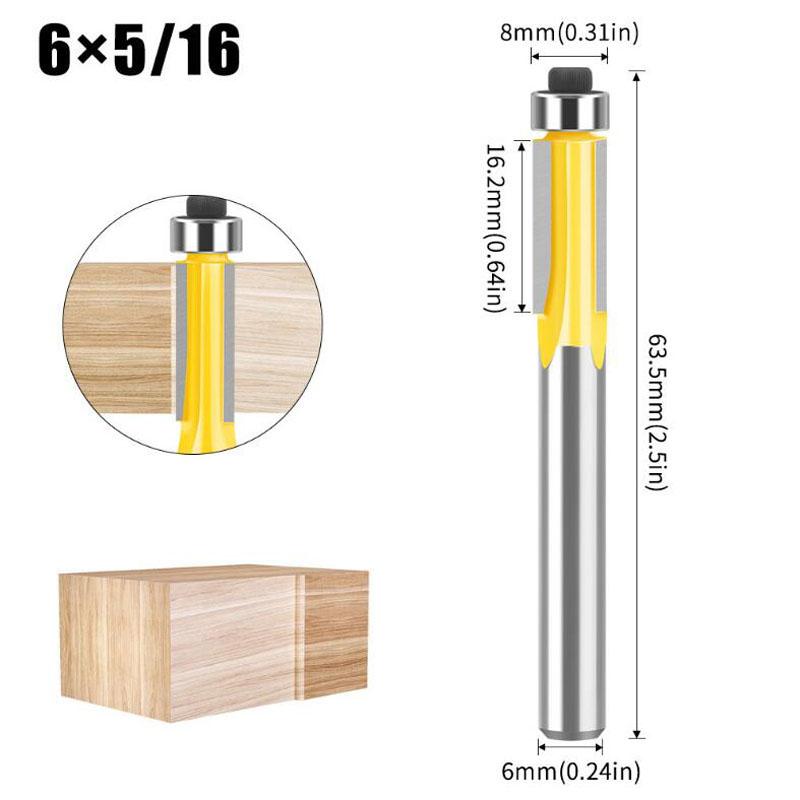Three-edge Trimming Router Bit Woodworking Router Trimming Machine Milling Cutter Copying Slot Trimming Cutter 6mm 1/4inch shank