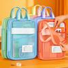 Student Handheld Classification Bag Large Opening Multi-Layer File Bag Big Capacity Zippered Tutoring Bag Mesh Homework Organizer Exam-Document Bag