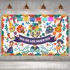 Mexican Day Of The Dead Ghost Skull Party Decoration Banner Purple Background Dancing Ghost Skull Kids Banner Holiday Decoration