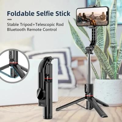 Record Wireless Selfie Stick for Smartphone, 44 Inch Tripod with Bluetooth Remote, Portables Foldable Stand for Vlog Shooting