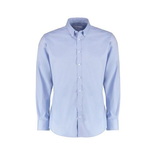 Kustom Kit Mens Oxford Stretch Slim Long-Sleeved Shirt