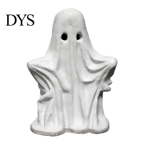 Hollow Sculpture for LED Halloween Ghost Figurine, Spooky Cute Statue, Retro White Indoor Holiday Decor Ornament Home Tabletop Fireplace Party