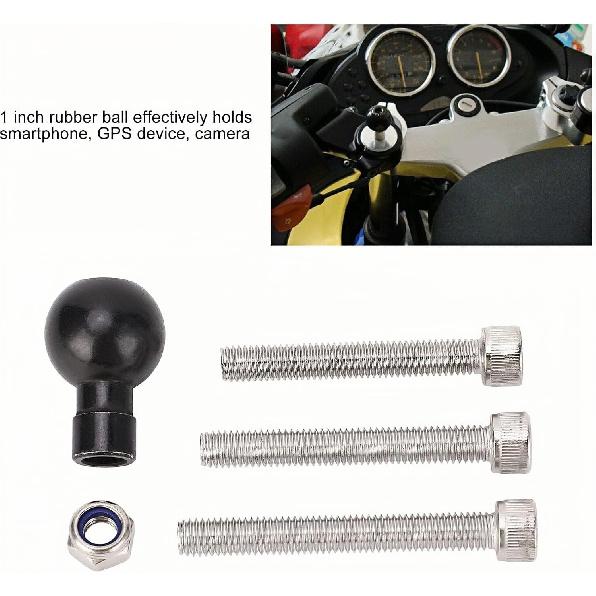 Motorcycle Fork Stem Mount Base: Handlebar Clamp Base Fork Stem Ball Base Ball Head Base with M8 Bracket Bolt 1 Inch Rubber Ball for RAM-B-367U