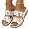 Large Size Vintage Shoes Women's 2025 Summer New Comfortable Hollow Flower Platform Sandals Female Lightweight Wedge Slippers