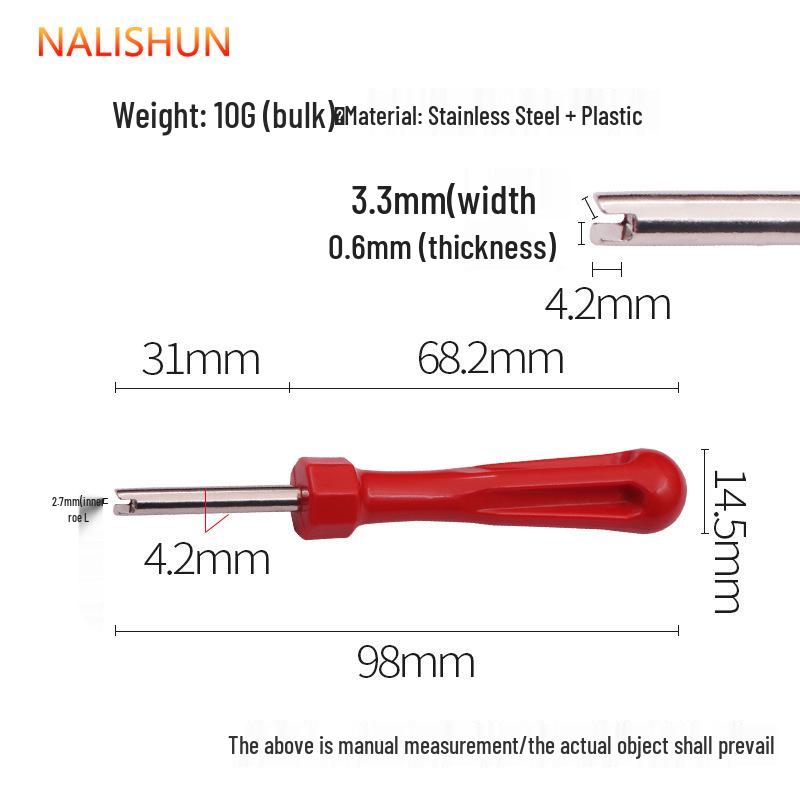 Dual-Function Valve Core Wrench & Deflation Needle Tool for Motorcycle Maintenance
