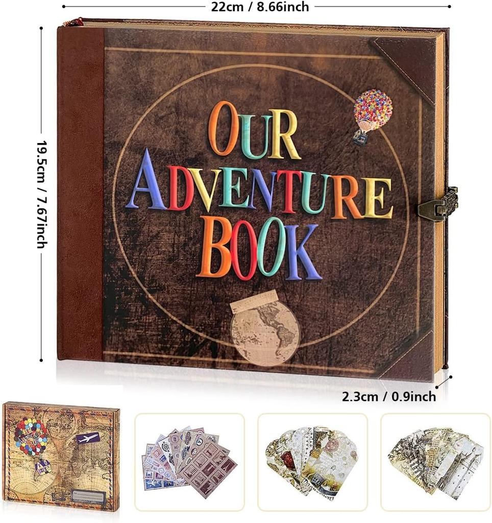 Our Adventure Book Travel Souvenir Diary Photo Book Scrapbook Photo Album Retro Style Vintage Guestbook DIY Anniversary Wedding