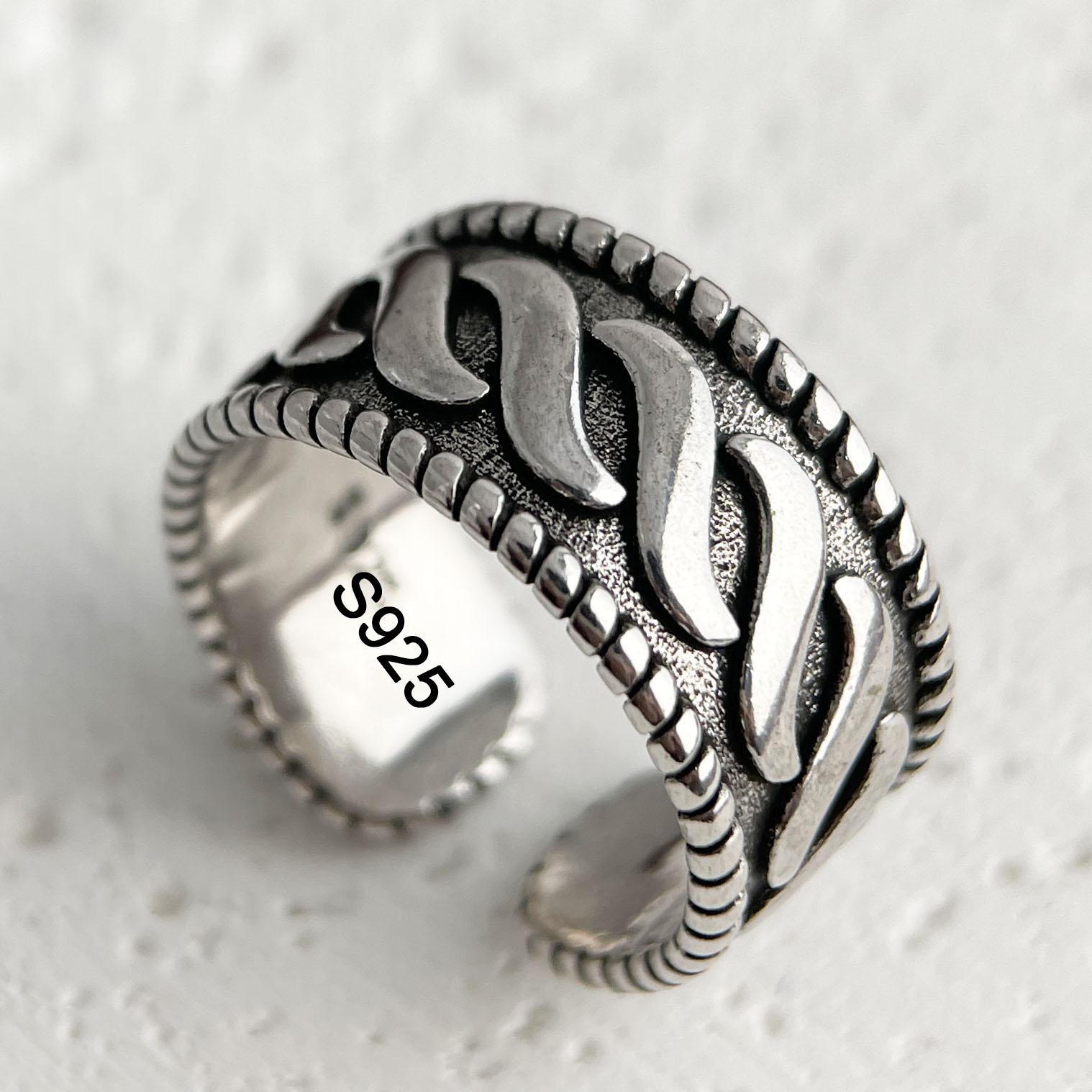 Kupferringe Für Frauen Paar Minimalistisch Handgemacht Einfach Vintage Muster Ring Feiner Schmuck Geschenk Allergie Vorbeugen resizable black