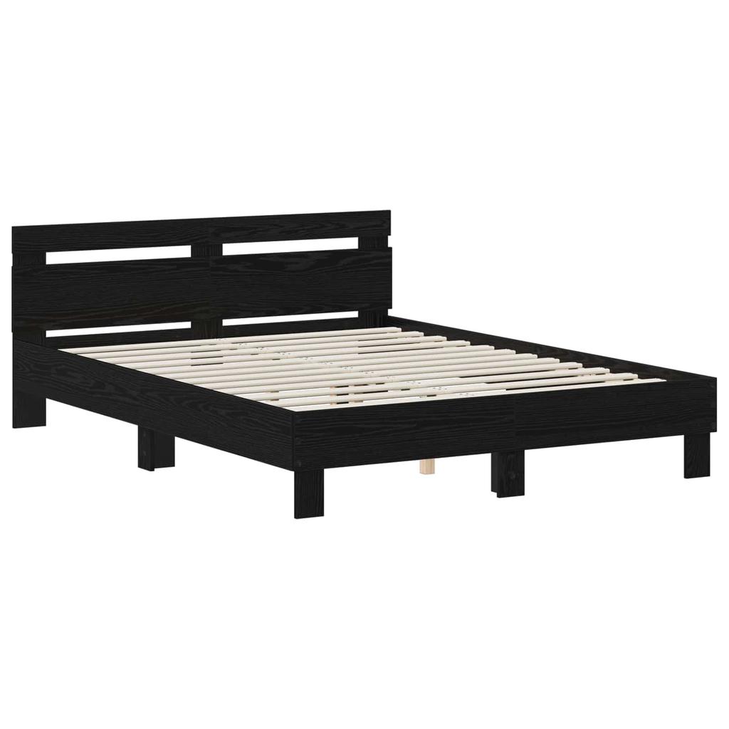 Bed Frame Black Oak 120 x 190 cm Engineered Wood