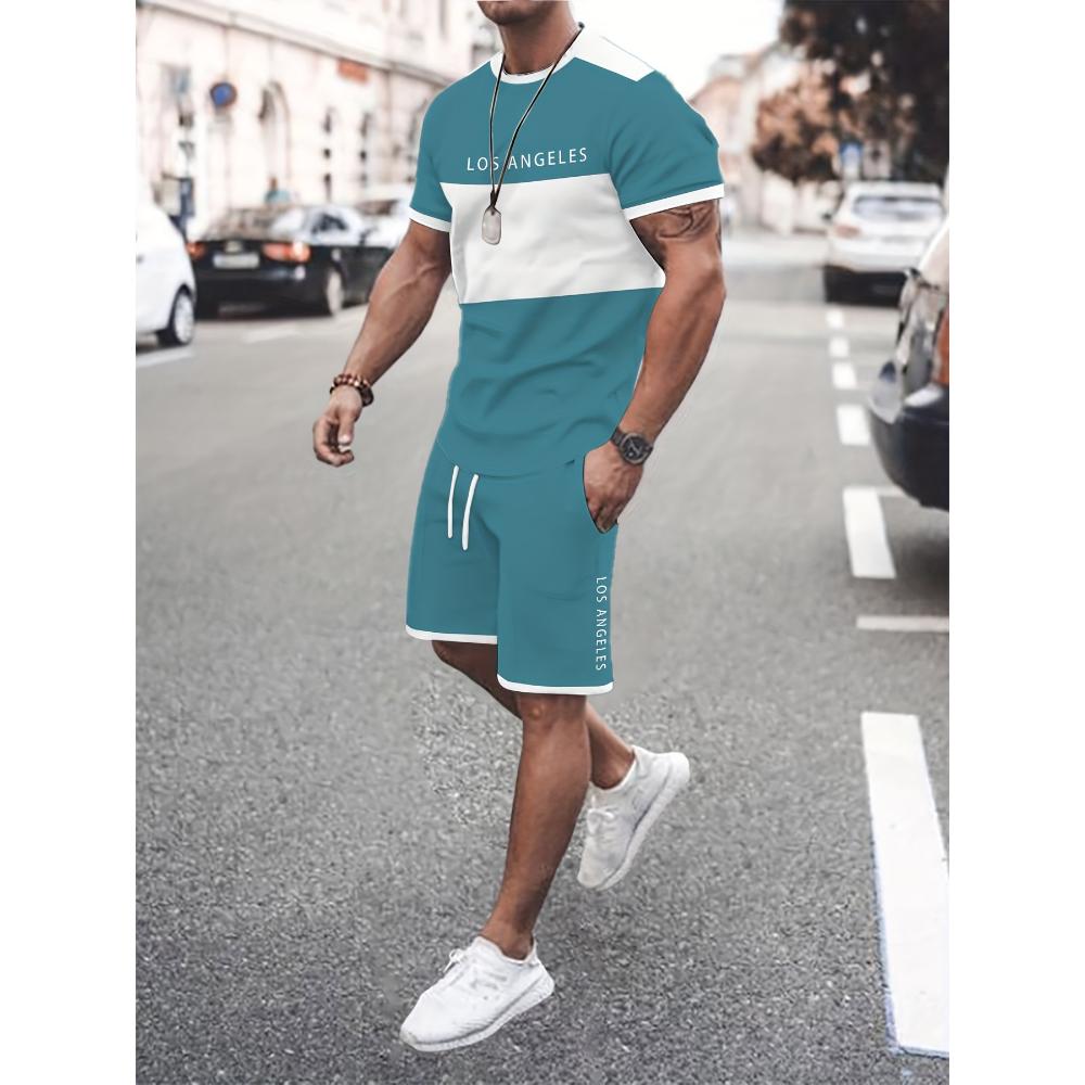 Tuta Sportiva Traspirante alla Moda da Uomo Casual Larga a Maniche Corte con Pantaloncini Tuta Comoda Unisex Abbigliamento Sportivo