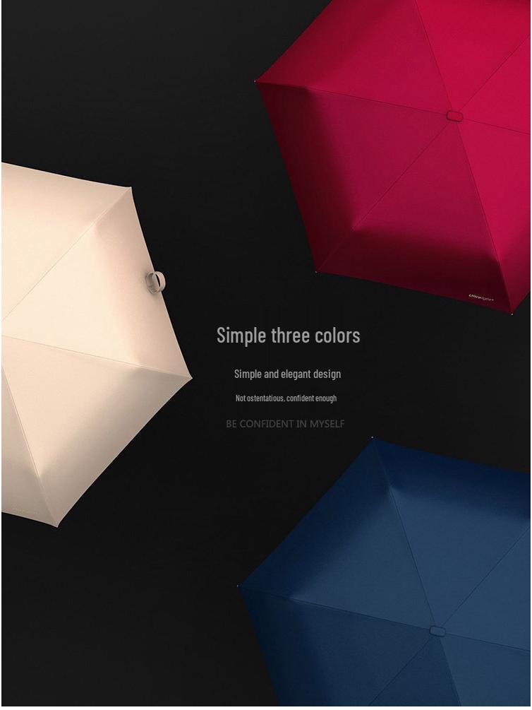 Ouli Cat Three-Fold Automatic Lightweight Sunshade and Rain Umbrella with UV Protection.