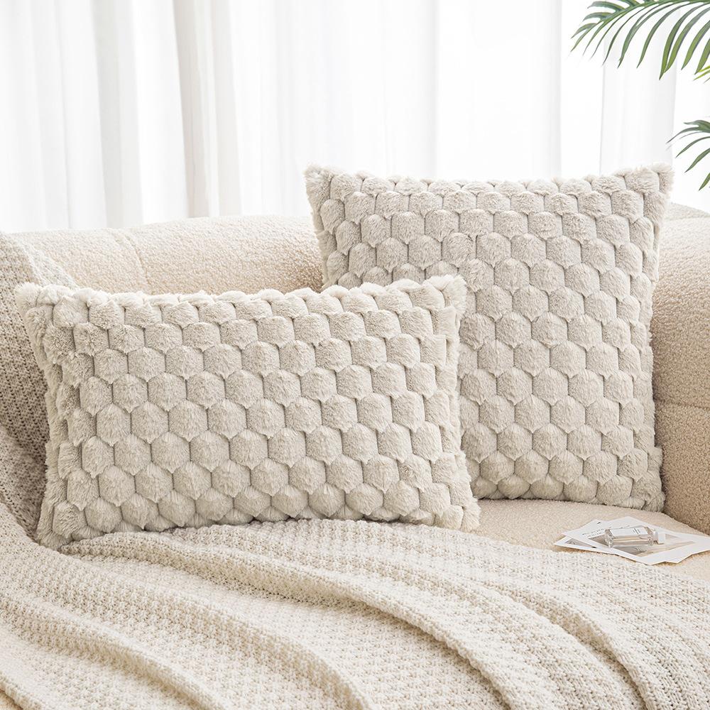 Plush Pillow Case Ins Living Room Sofa Waist Pillow Bed Head Bay Window Turtle Back Hair Cushion Sample Room Decoration Pillow