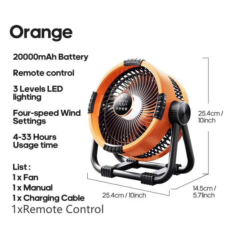 Multifunctional Outdoor Camping Fan Lighting Rechargeable Ceiling Fan with 3-speed Night Lights and Large Capacity Portable Fan