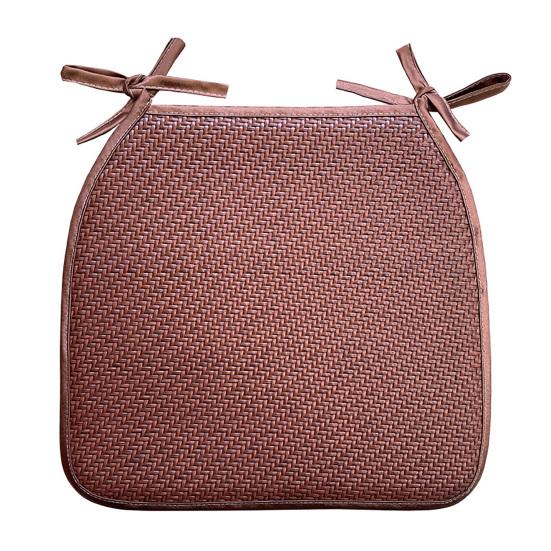 Summer Woven Rattan Seat Cushion, Square Office Dining Chair Mat with Ties, Anti-slip Breathable Handmade Cooling Sitting Pad