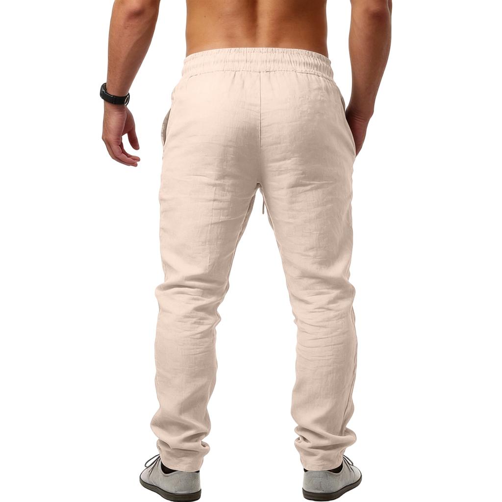 Herren Baumwoll-Leinen Mehrfarbige Freizeit-Hose
