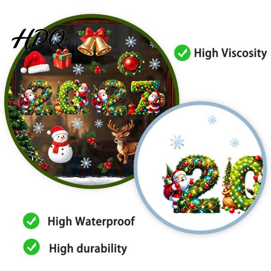 PVC Window Stickers 2027 Merry Christmas Cling Santa Snowman Reindeer Glass Door Sticker Seasonal Party Decorations Static Decal for Living