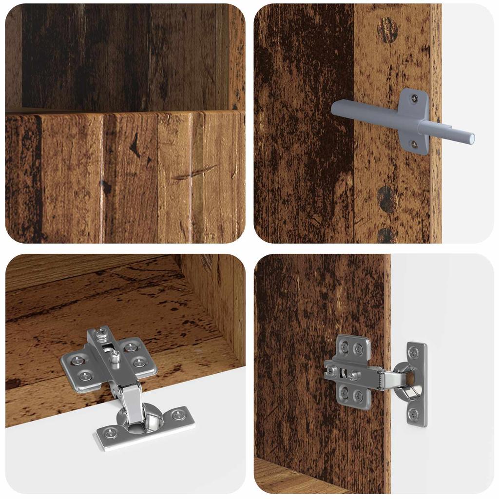 3 Piece LED TV Cabinet ZWOLLE Reclaimed Wood Engineered Wood