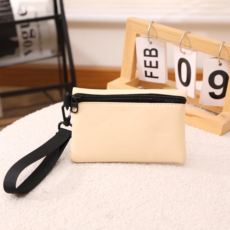 Solid Canvas Mini Coin Purse Simple Zipper Kid Storage Pouch Cute Mini Wallet For Women Men Coin Key Bag
