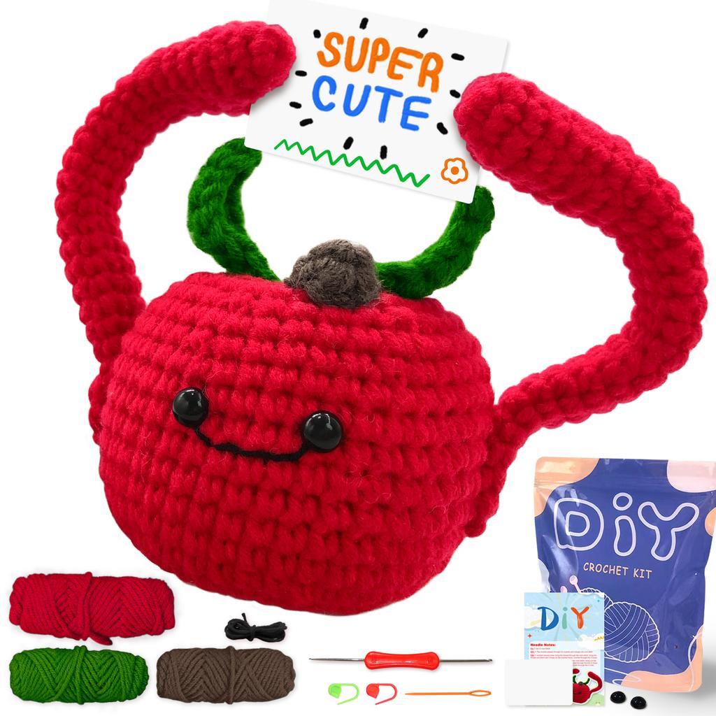1pc,Red Apple,Crochet Set for Beginners,Include Step-by-Step Video Tutorials(Accessories In Random Color)