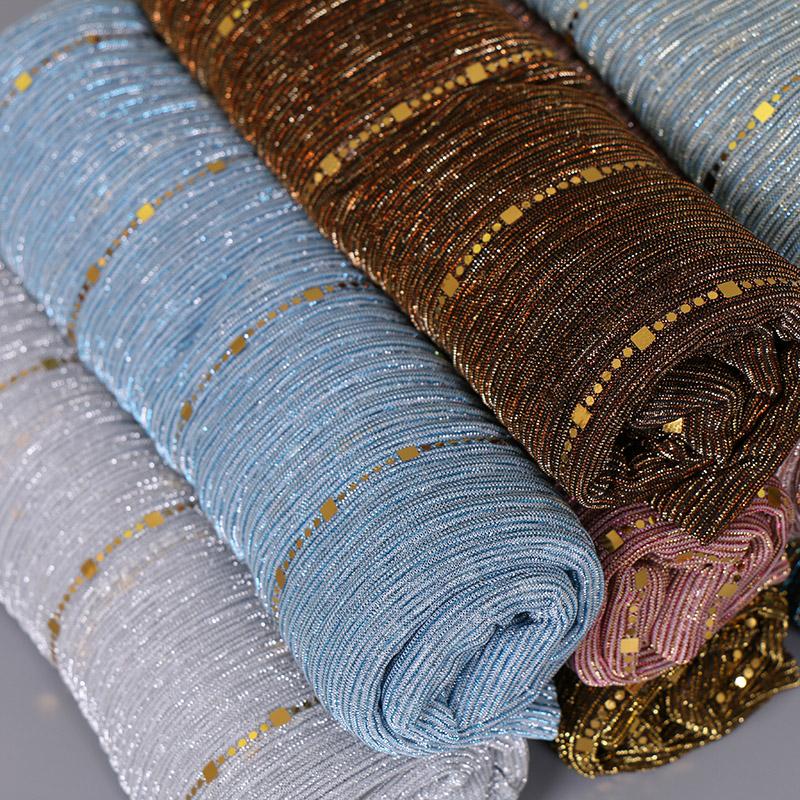 Glitzernde Damen Gold Seide Mit Perlen Muslimische Hijab Schals Und Wickeltücher Islamischer Turban Weibliches Foulard Weiche Dünne Hijabs Kopftuch