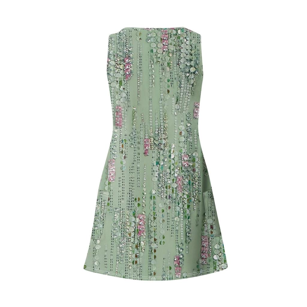 Lässiges Sommerkleid für Damen mit Taschen, Sommer-Boho-Strandkleid, Blusen für Damen, T-Shirt-Kleid, V-Ausschnitt, lockere Tank-Kleider