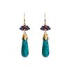 Gold-Plated Copper Lotus Earrings with Faux Turquoise – Retro Cheongsam Hanfu Style, Resistant to Fading.