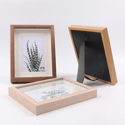 8in Simple Wooden Photo Frame 3D Design Desktop Decor Picture Frame for Home Office Tabletop Display Picture Frames