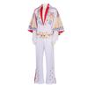 Movie Presley Cosplay Costume Diamond Rock Singer Cosplay Adult Children White Printed Jumpsuit Suits Halloween Costume