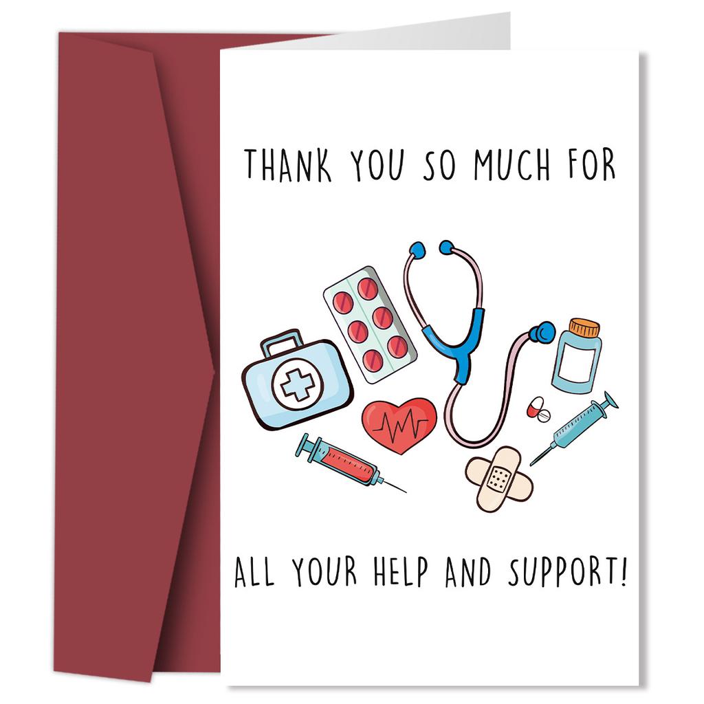 1pc Nurse Appreciation Greeting Cards with Envelopes, Thank You Notes for Healthcare Workers Blessing Cards