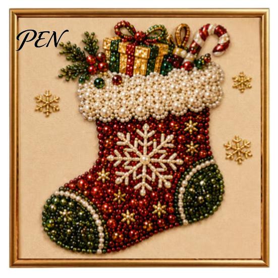 Full Drill Gem Art for Beginners DIY Christmas Faux Pearl Painting Kit with Frame, Santa Creative Gift Crafters Beads Craft Adults Beginner, Handmade