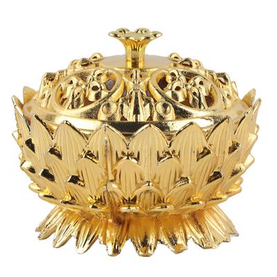 Zinc Alloy Home Decoration Lotus Incense Burner 7*5cm Joss Stick Holder(Gold)