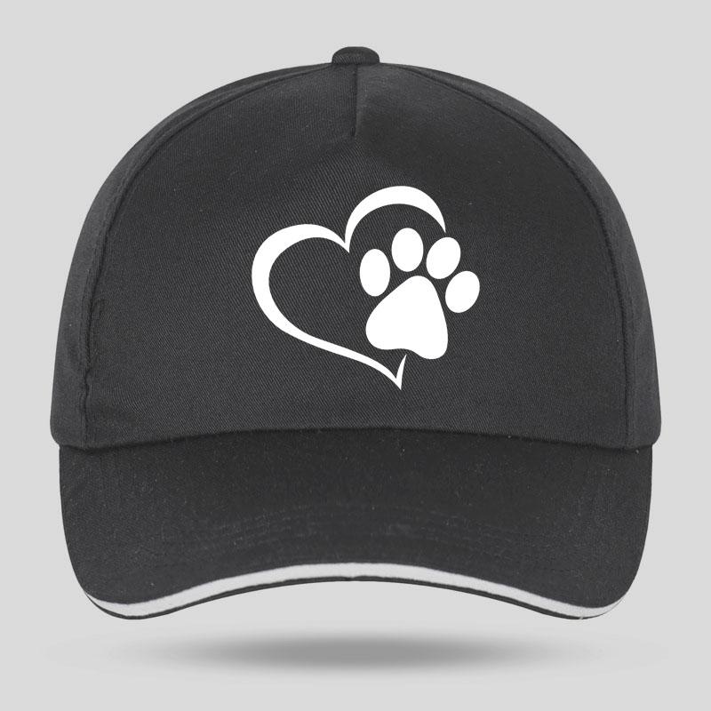 Neue Unisex Damen Mode Niedliche Hundepfote mit Pfirsichherz Baseballkappen für Hip Hop Baumwolle Trucker Cap Bone Papa Hüte