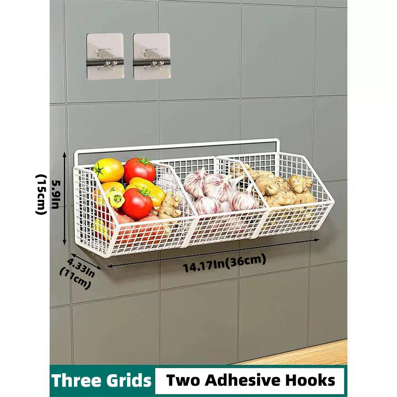 Kitchen Storage Shelf Wall Mounted Bathroom Organizer Basket No Drill Adhesive Mount Rack for Vegetable Fruit Drain Baskets