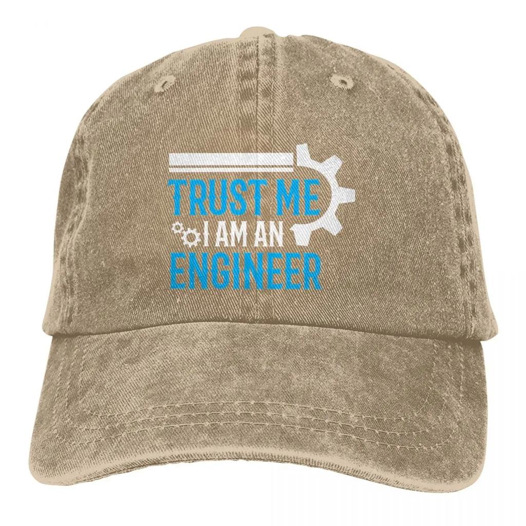 Trust Me I Am Engineer Baseball Cap Blue Logo Streetwear Unisex Men Washed Trucker Hat Breathable Design Cap
