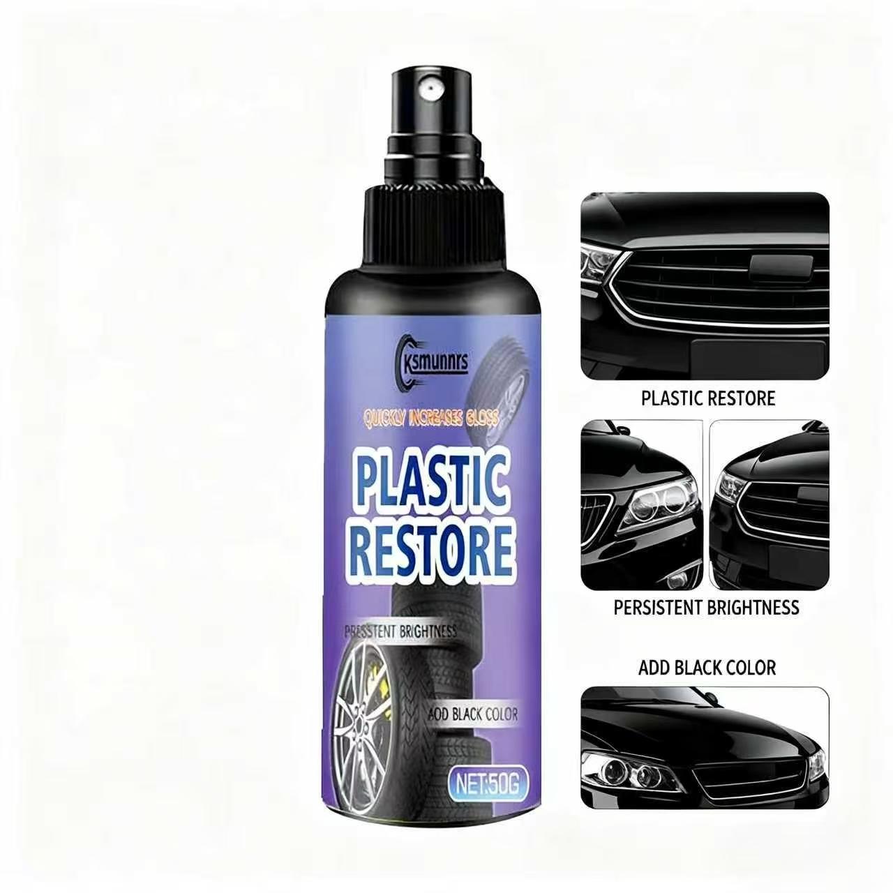 Ksmumns Tire Dressing & Plastic Restore Spray 50g - Car Tire Gloss Enhancer, Add Black Color, Quick Shine & Persistent Brightnes