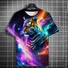 Animal Men's T-shirt 3d Tiger Print Men's Tops Casual Short Sleeve Simple T-shirt Summer Round Neck T-shirt Men's Ultra Clothing