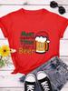 Christmas Best for A Beer Print T Shirt Women Short Sleeve O Neck Loose Tshirt Women Causal Tee Shirt Tops Camisetas Mujer