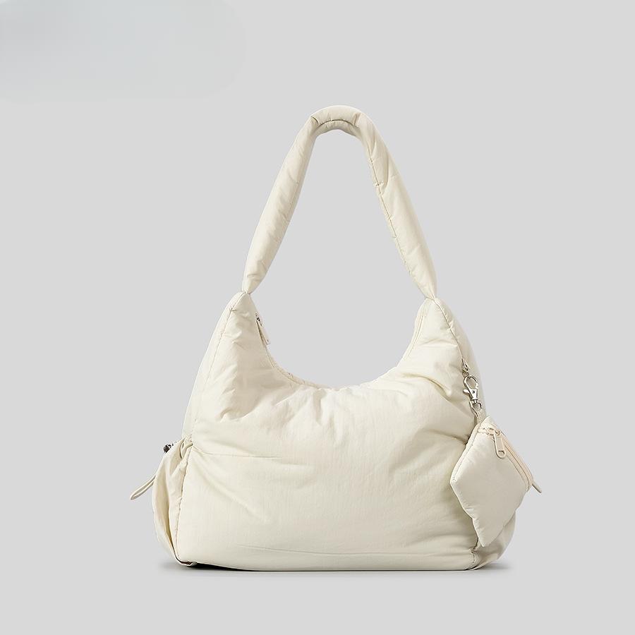 U-shape Nylon Shoulder Bag Female Literary Down Jacket Cotton Handbag Commuter Armpit Bag