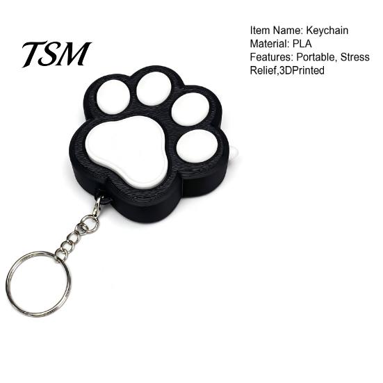 Novelty Bag Decoration Panda Paw Clicker Keychain, Cute Stress Relief Fidget Toy for Black And White Key Charm Car, Couple Ring Hanging Ornament,