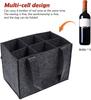 Portable Felt Wine Carrier Bag for 6 Bottles with Divider, Reusable Wine Tote with Handle, Grey Wine Bottle Holder for Travel
