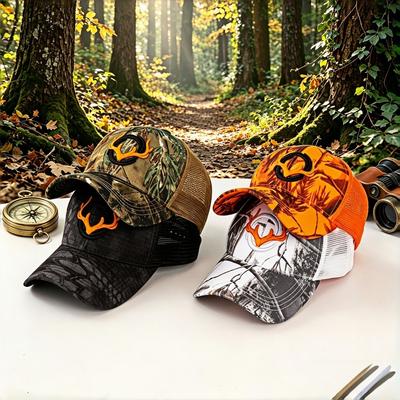 Gorra de Camuflaje con Astas de Ciervo para Caza Camionero Malla Transpirable para Pesca al Aire Libre Bordado Gorra de Béisbol Para Hombres Mujeres