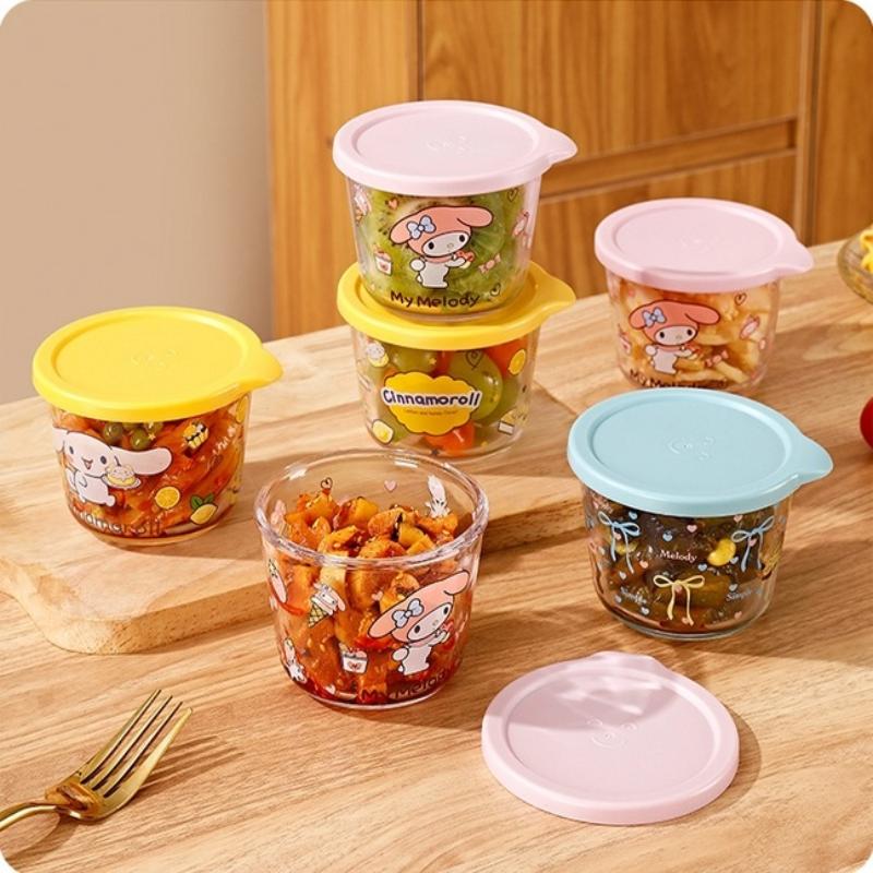 Round Food Storage Container High Borosilicate Glass Sealed Jar With Lid Microwave Safe Refrigerator Fruit Vegetable Storage Jar