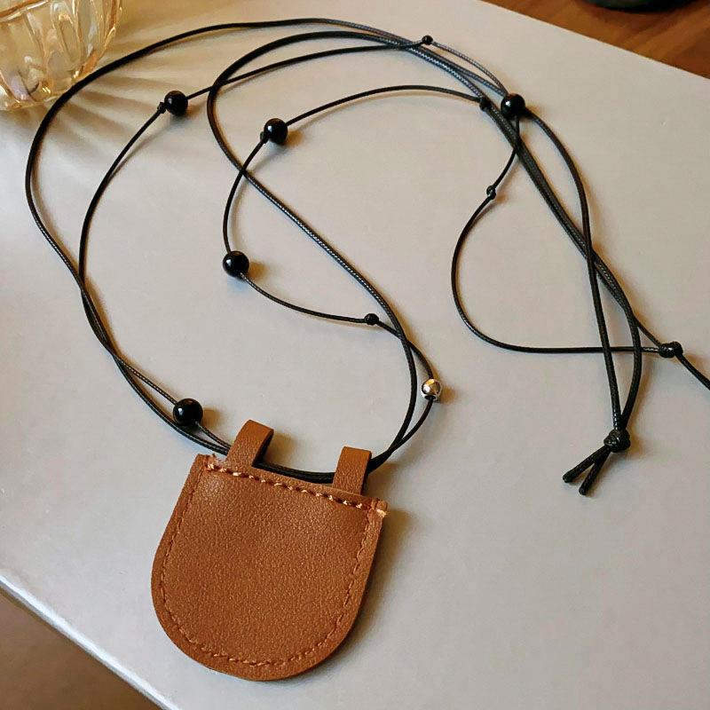 Kleine frische Leder Brillenbeutel Lanyard Halskette Halskette Neuer Schmuck