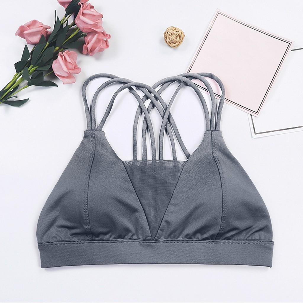 

(SU)Женский однотонный спортивный бюстгальтер без оправы, спортивный жилет с перекрестным принтом, нижнее белье для йоги, топ S серебряный