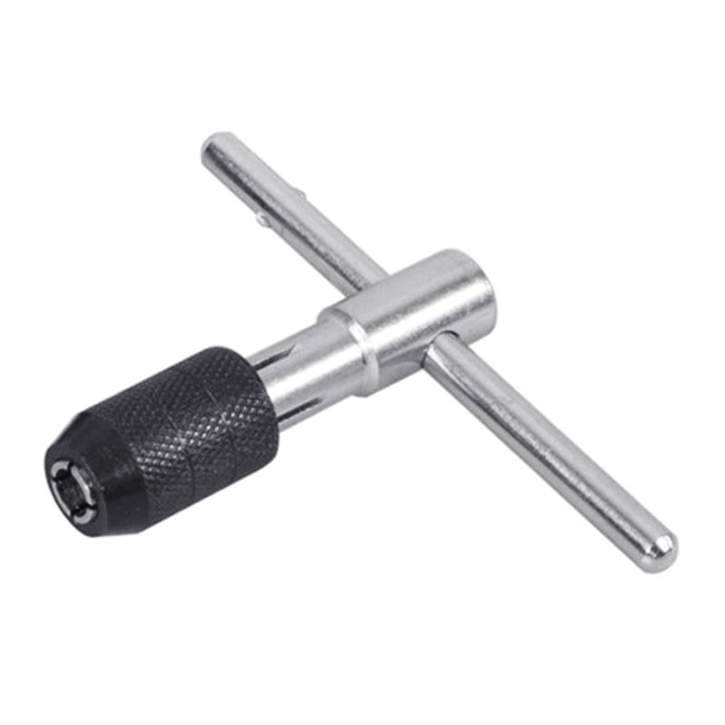 Adjustable Ratchet Tap Wrench T-Handle Tapping Ratcheting Wrench Hand Tool One Hand Operation for Automovtie Repair Tool