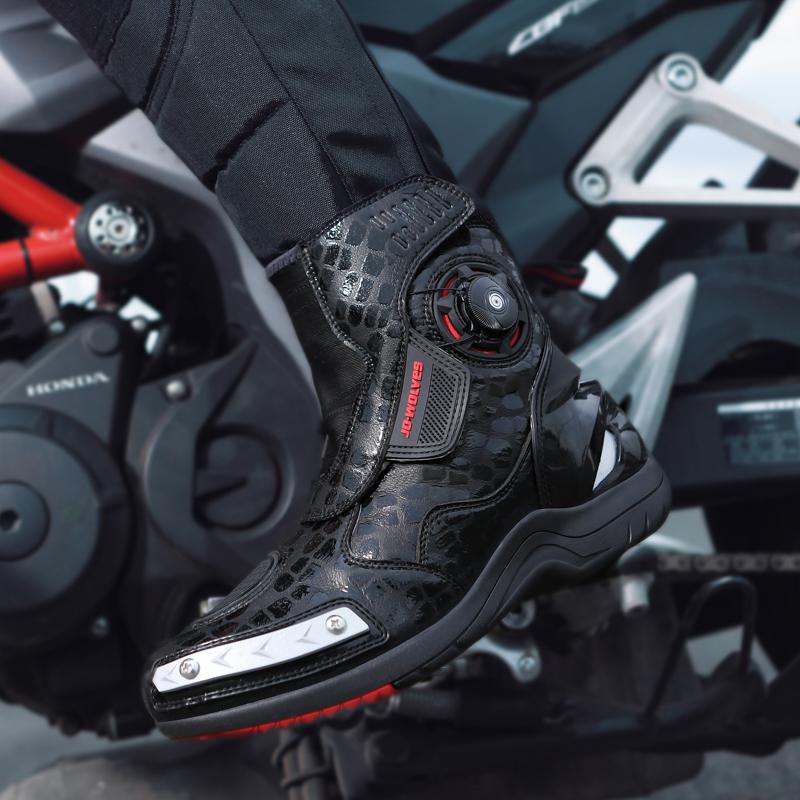Large-sized Chinese Motorcycle Racing Shoes Waterproof Shockproof and Wear-resistant Men's Women's Luminous Riding Boots Knobs